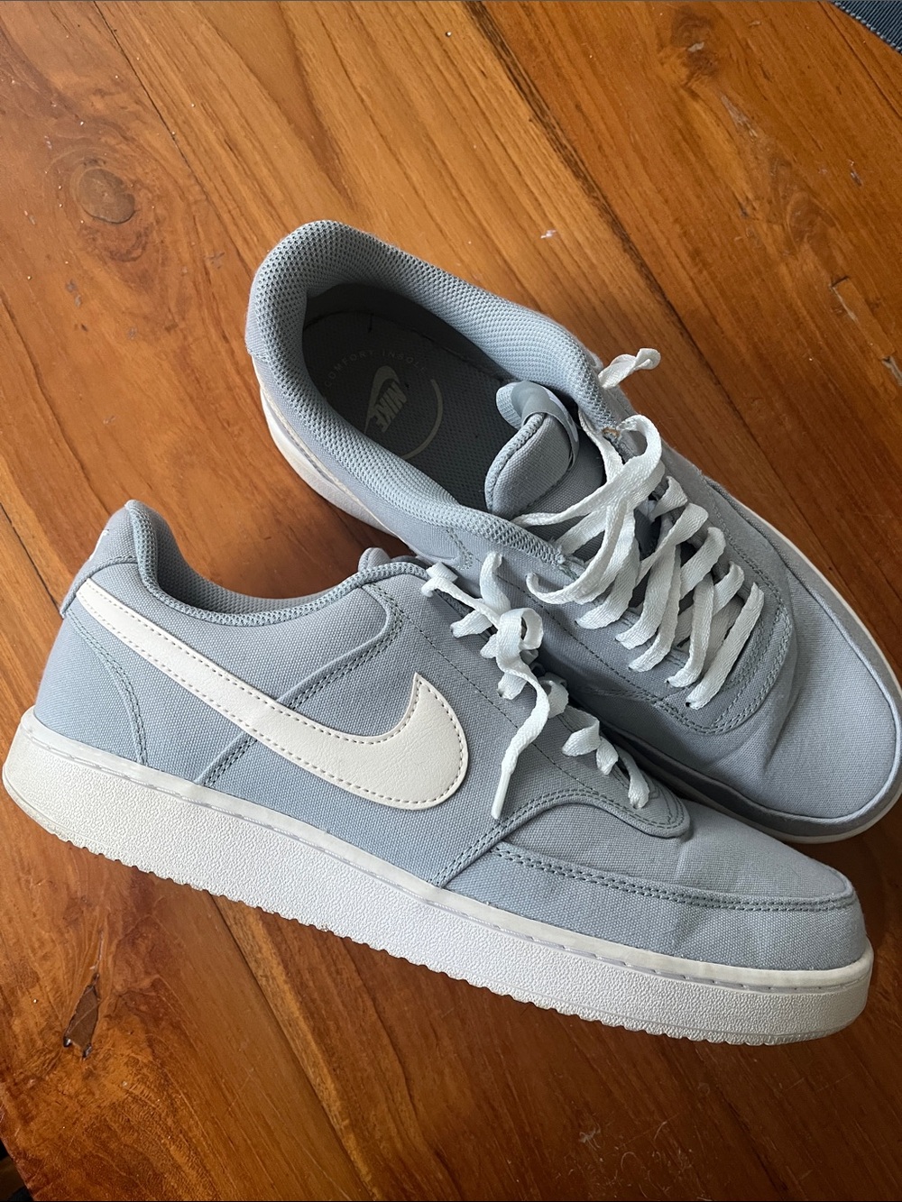 Nike Court Vision Men’s Light Blue and White Low-Top Sneakers - size 10.5
